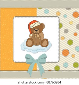 customizable greeting card with teddy bear