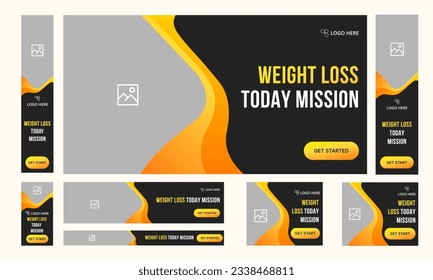 Customizable gym and fitness social media post template design, Set of editable web banner design, fully editable vector eps 10 file format