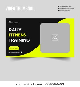 Customizable gym fitness workout exercise thumbnail design for any video or web banner template premium vector, fully editable vector eps 10 file format