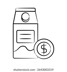 A customizable hand drawn icon of milk price