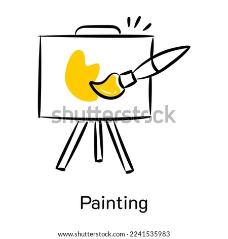 A customizable hand drawn icon of painting 