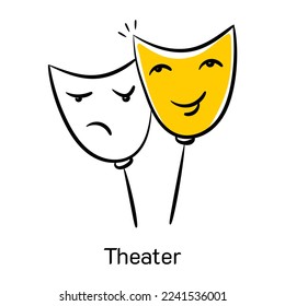A customizable hand drawn icon of theater 
