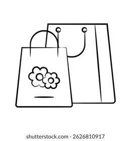A customizable hand drawn icon of wedding shopping bags