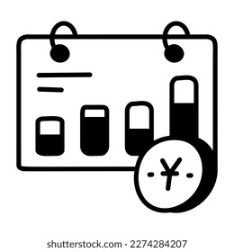 A customizable hand drawn icon of yen chart 