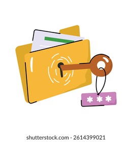 A customizable hand drawn style icon of data security