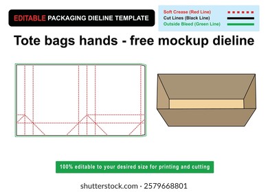 Customizable Hands Free Tote Bags Mockup Dieline for Innovative Designs, tote bag mockup, Custom box dieline, bag dieline, box layout, tote bag template, custom tote bags, die cut box