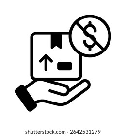 A customizable handy glyph icon depicting free delivery concept
