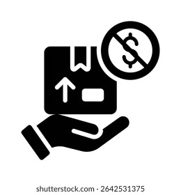 A customizable handy glyph icon depicting free delivery concept