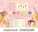 Customizable Ice Cream Menu for cafes and restaurants. Vector.