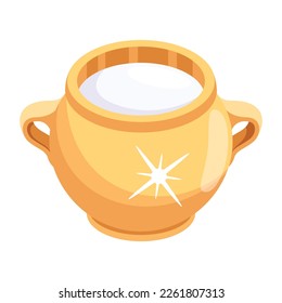 Customizable icon of a clay pot containing milk