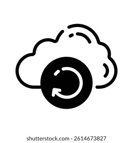 A customizable icon of cloud backup in glyph style