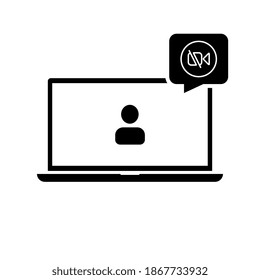 Icono personalizable de la línea real del ordenador de sobremesa con el vídeo en un canal de streaming social con persona.