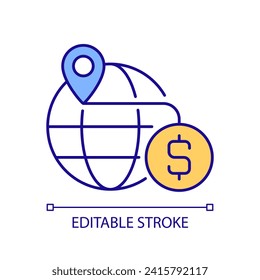 Customizable icon representing host country concept, isolated vector, FDI thin line illustration.