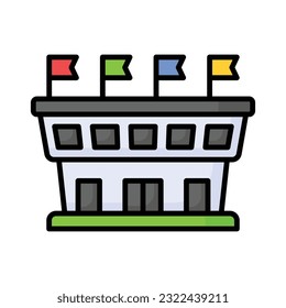 Customizable icon of stadium in editable style, isolated on white background