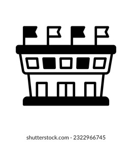 Customizable icon of stadium in editable style, isolated on white background