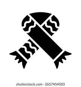 A customizable icon of winter scarf in glyph style