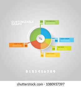 Diseño infográfico personalizable con gráfico circular y etiquetas