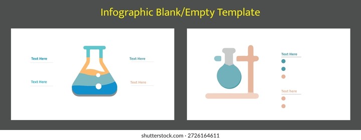 Customizable infographic layouts featuring laboratory beakers and flask setups for scientific presentations.