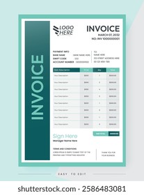 Customizable Invoice Design Perfect for Businesses or Corporate