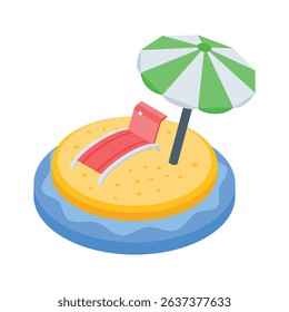 A customizable isometric icon of cozy beach chair