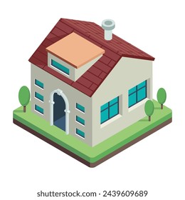 A customizable isometric icon of house