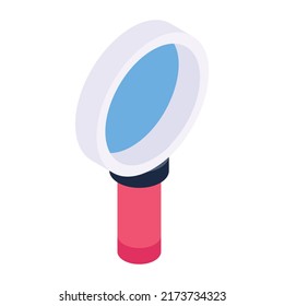 A customizable isometric icon of magnifier