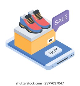 Customizable isometric icon of online  shopping