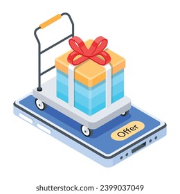 Customizable isometric icon of online  shopping