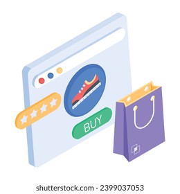 Customizable isometric icon of online  shopping