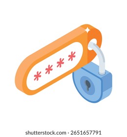Um ícone isométrico personalizável de um bloqueio de logon por senha