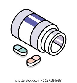 A customizable isometric icon of prescribed medical drugs