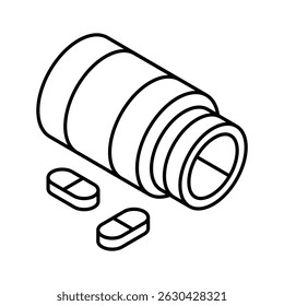 A customizable isometric icon of prescribed medical drugs