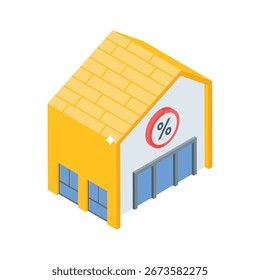 Um ícone isométrico personalizável do emblema de desconto da propriedade