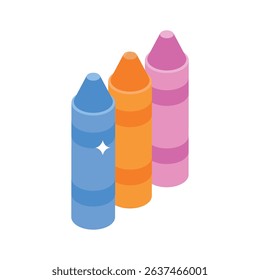 A customizable isometric icon showing crayon set
