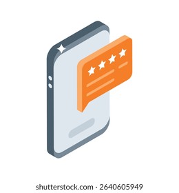 A customizable isometric icon showing mobile chat