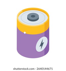 A customizable isometric icon showing power cell