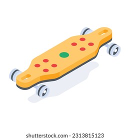 Customizable isometric icon of skateboard 