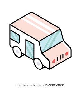 Um ícone isométrico personalizável da van universitária