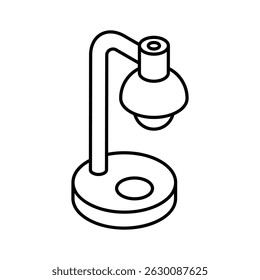 A customizable isometric outline icon of study lamp