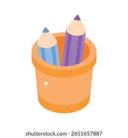 Um ícone de estilo isométrico personalizável do suporte para lápis