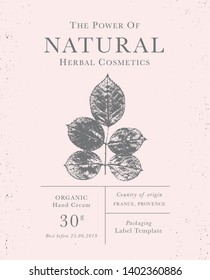 Customizable label of Natural organic herbal products. Vintage packaging design templates for Cosmetics, Pharmacy, healthy food. Dried leaves, real herbarium