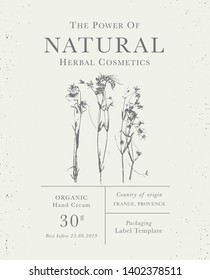 Customizable label of Natural organic herbal products. Honey herbs vintage packaging design templates for Cosmetics, Pharmacy, healthy food. Dried leaves, real herbarium