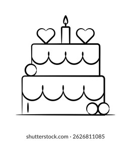 A customizable latest hand drawn icon of wedding cake