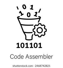 A customizable line icon of code assembler 