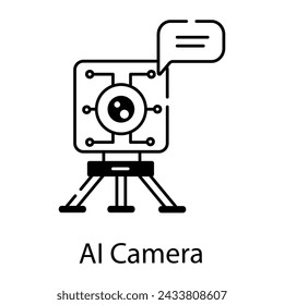 Customizable line icon depicting ai camera