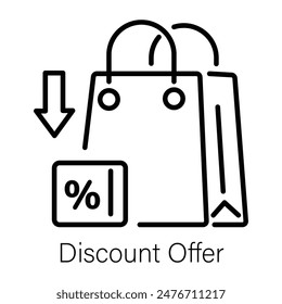 A customizable line icon of discount offer 