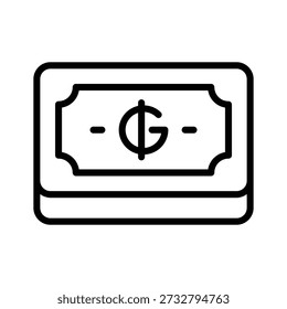 A customizable line icon showing paraguayan guarani is editable