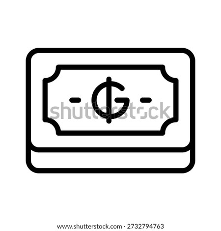 A customizable line icon showing paraguayan guarani is editable
