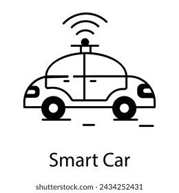 Customizable line icon of a smart car