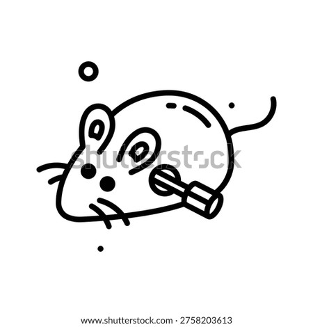 A customizable line icon of toy mouse for prank joke